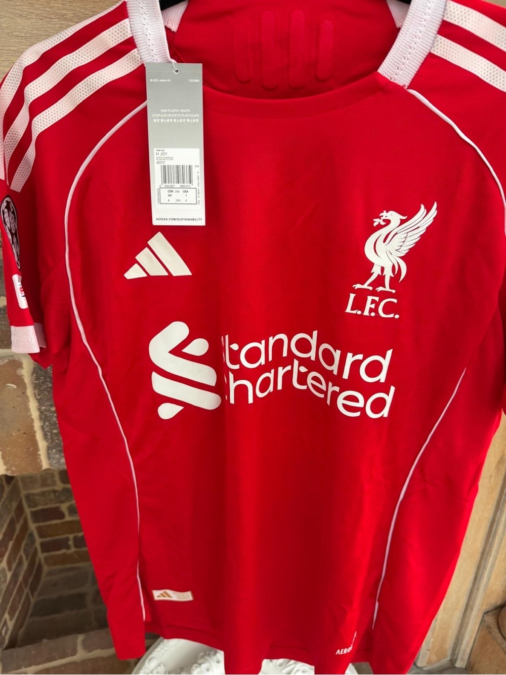 adidas Red Liverpool FC Kids Soccer Jersey with White Logos